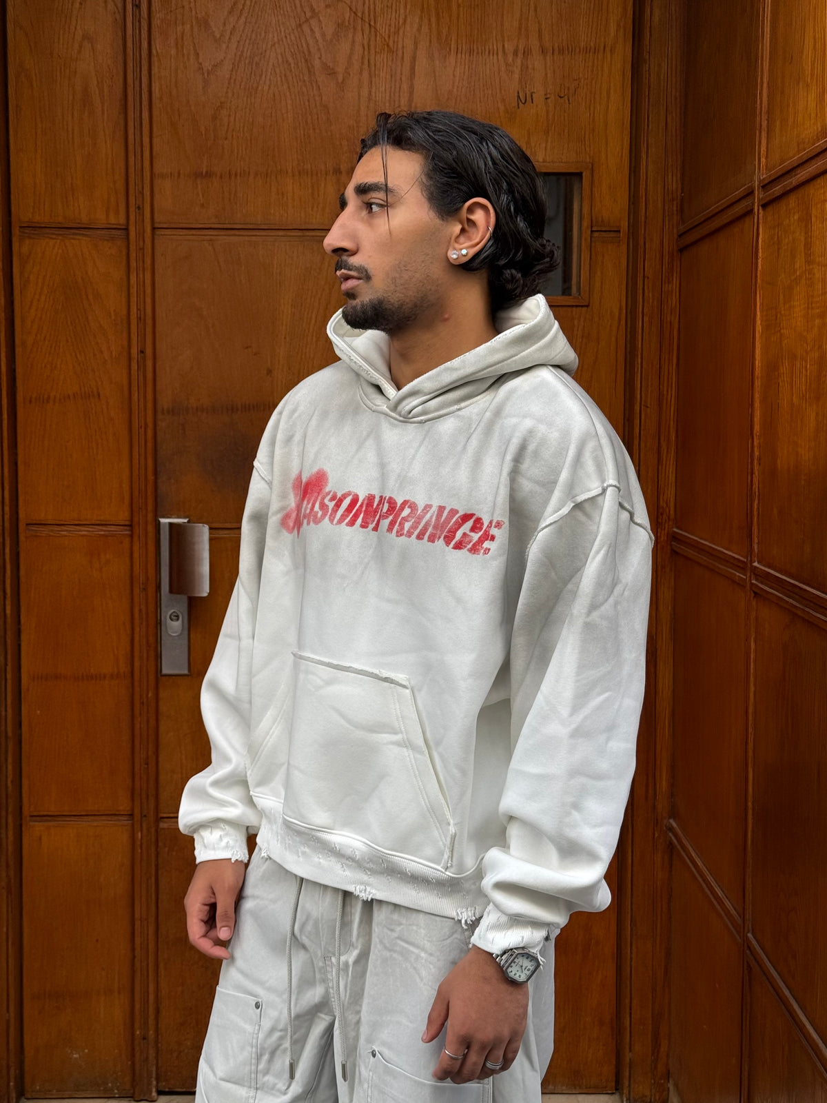 HOODIES CROP ASONPRINCE WASHED WHITE CN