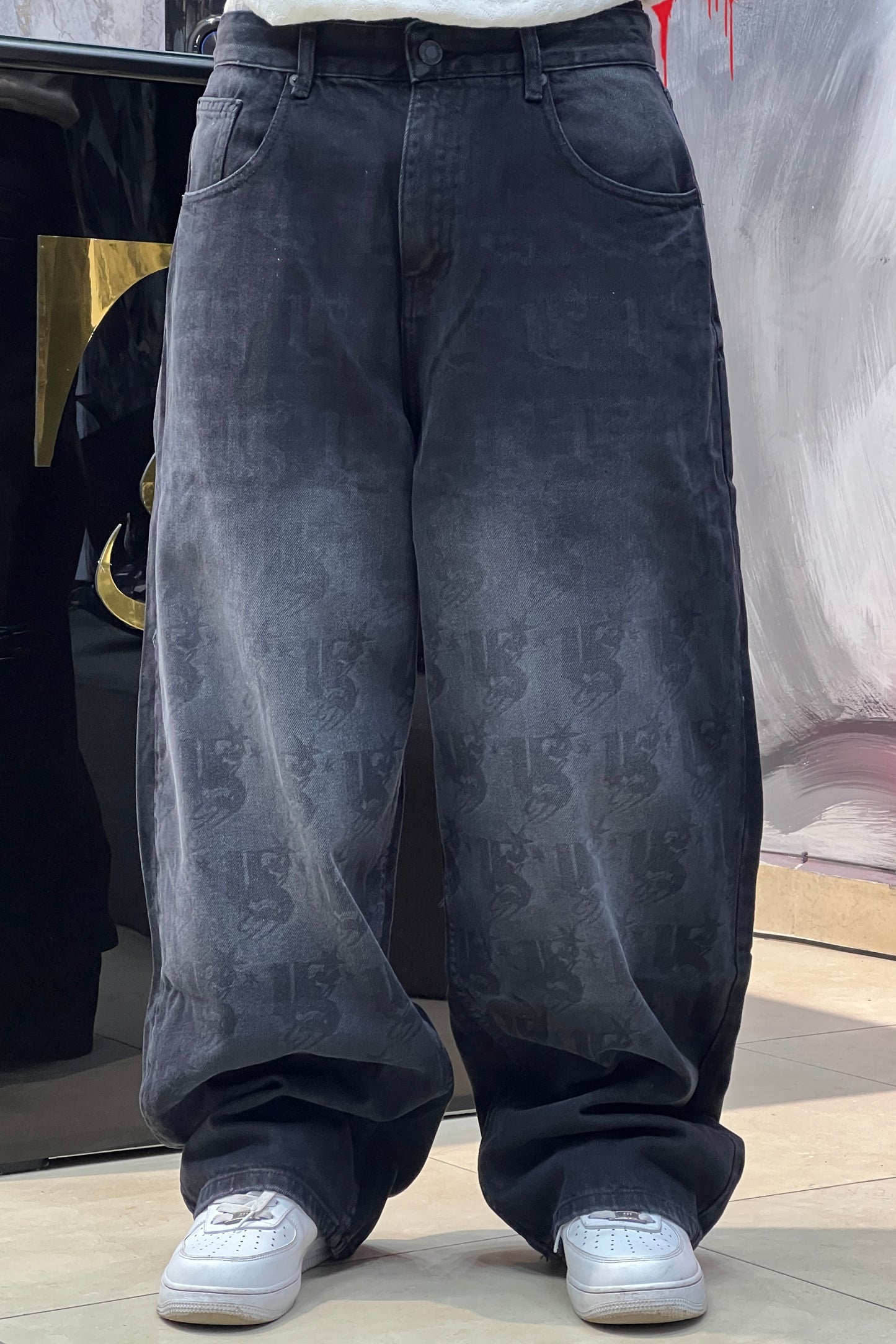 SUPPER BAGGY JEANS LASER NOIR SK