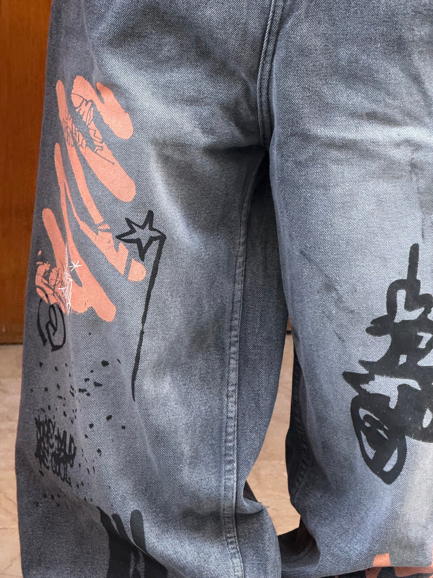 SUPPER BAGGY JEANS GRAFFITI GRIS