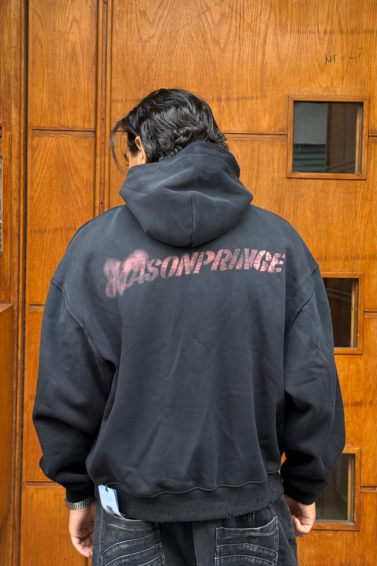 HOODIES CROP ASONPRINCE WASHED BLACK CN