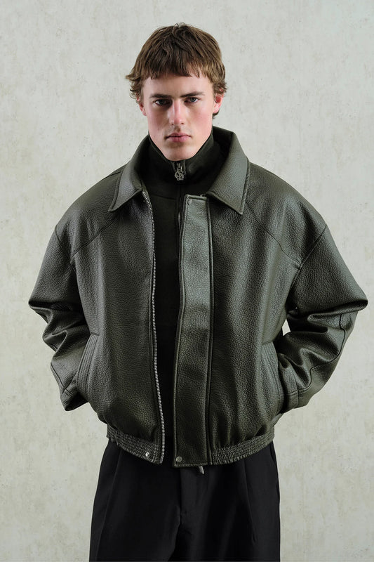 JACKET FAUX LEATHER GREEN 5761