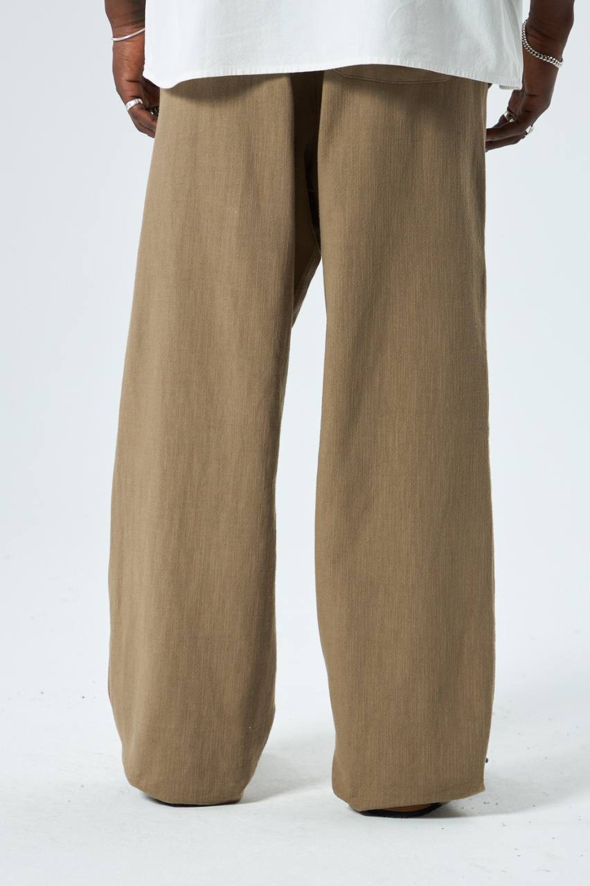 PANTALON LIN OVERSIZE MARRON 40-460