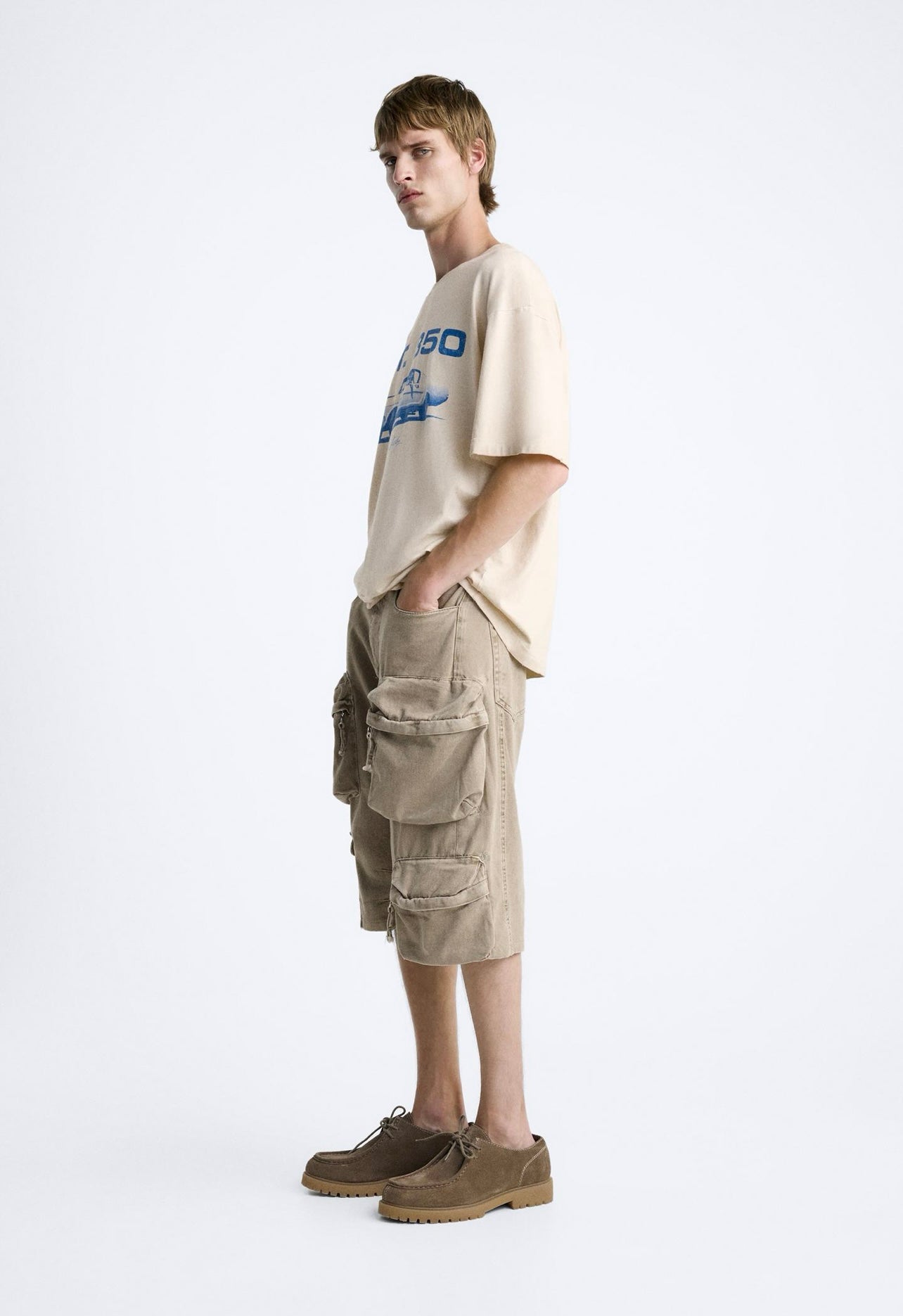 CARGO POCKET DENIM BERMUDA SHORTS ZARA