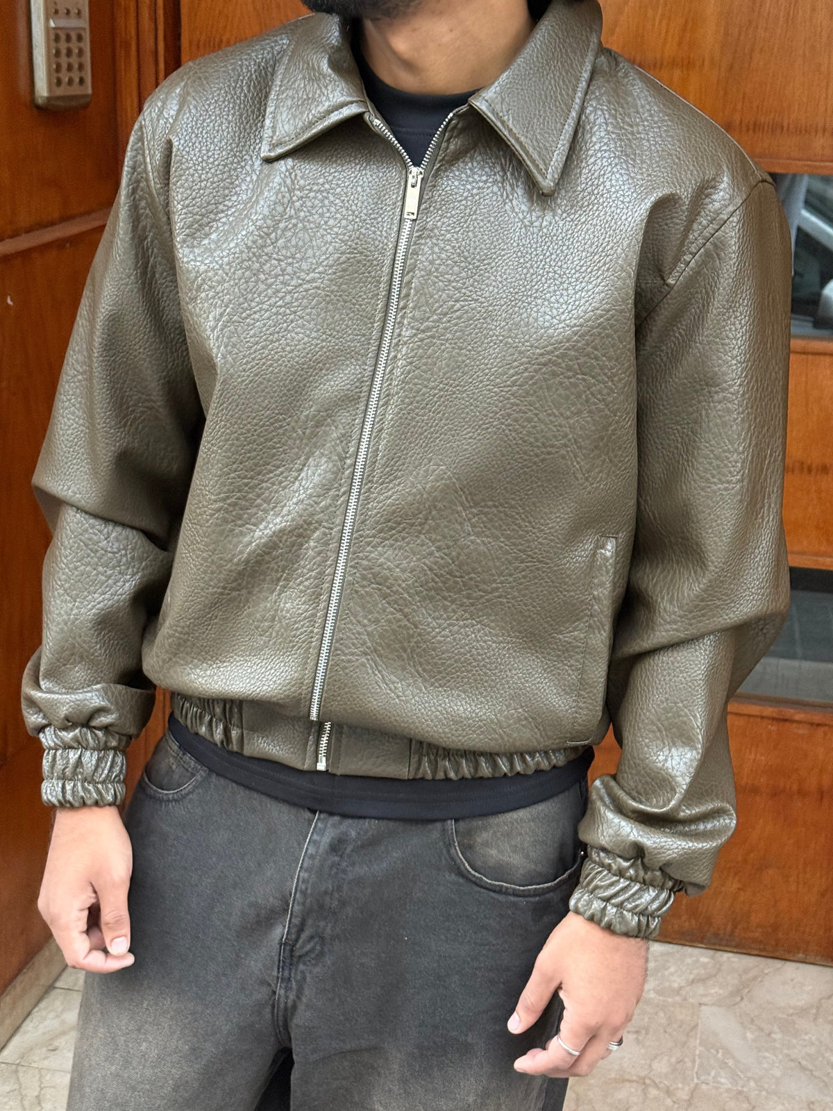 FAUX LEATHER JACKET BL GREEN