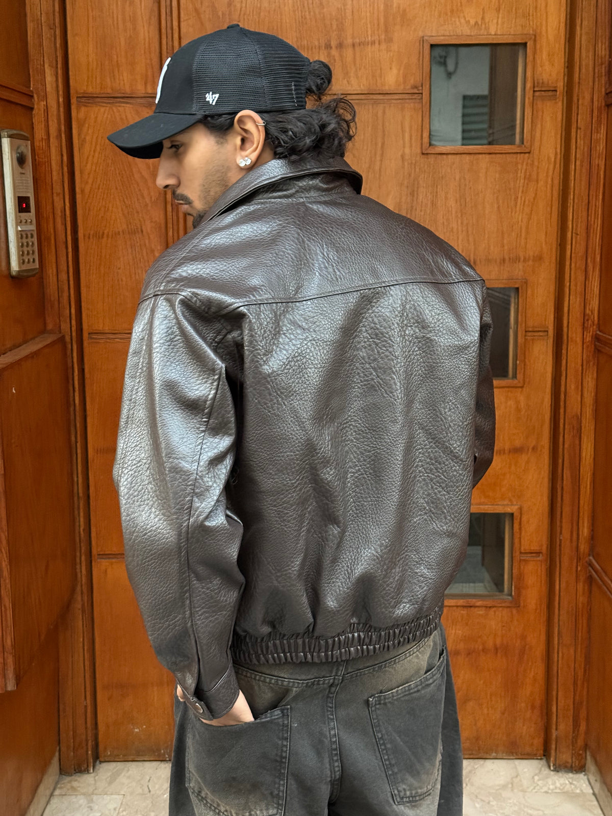 FAUX LEATHER JACKET BL BROWN