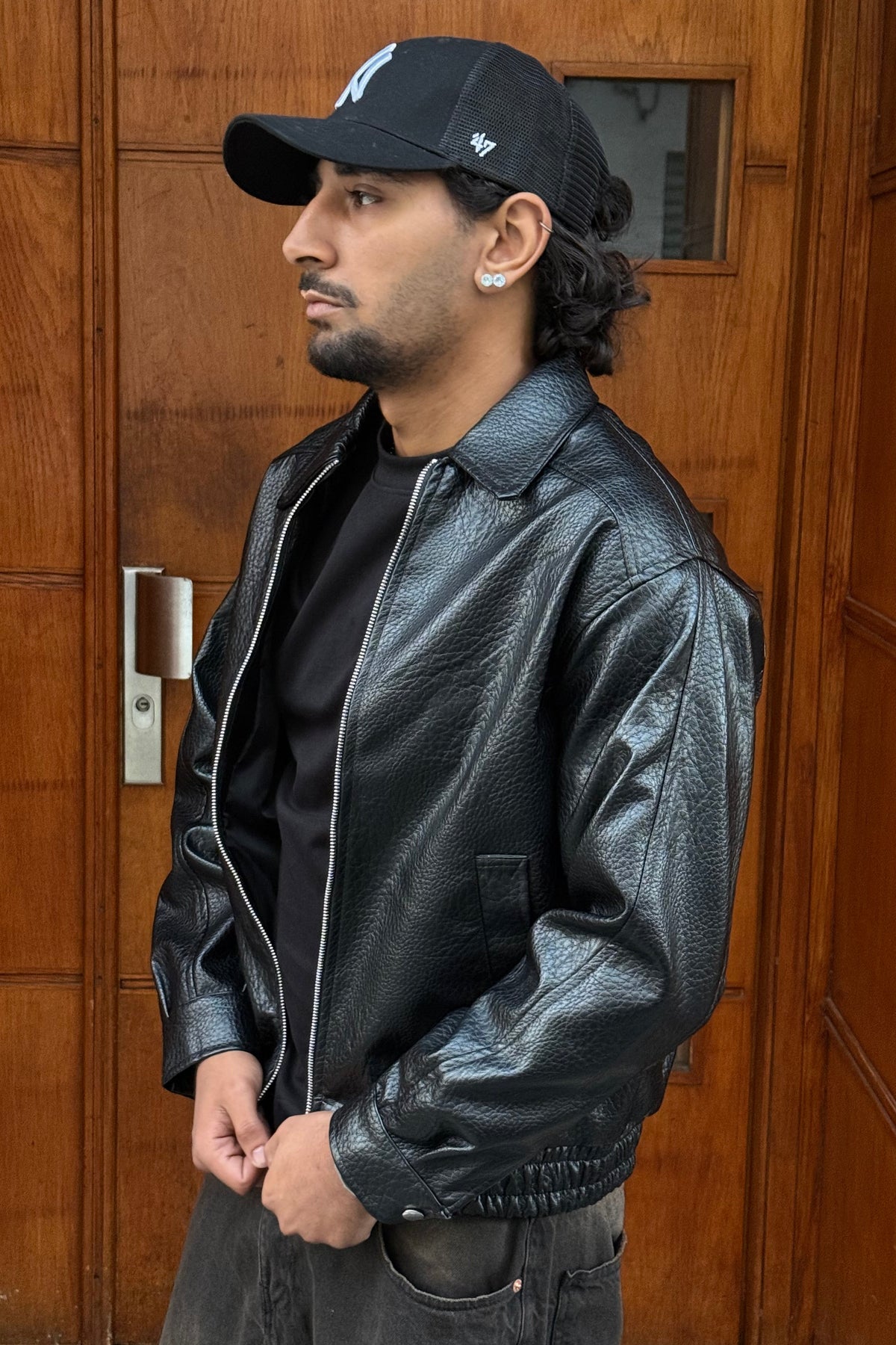FAUX LEATHER JACKET BL BLACK
