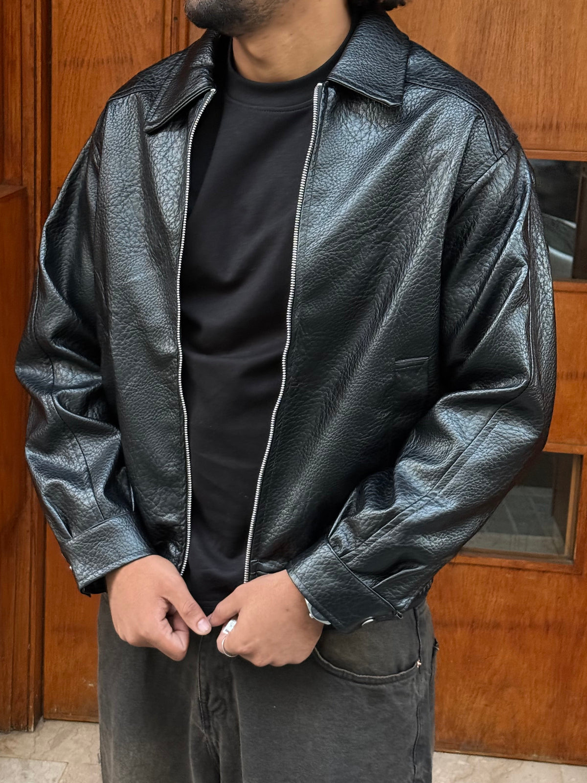 FAUX LEATHER JACKET BL BLACK
