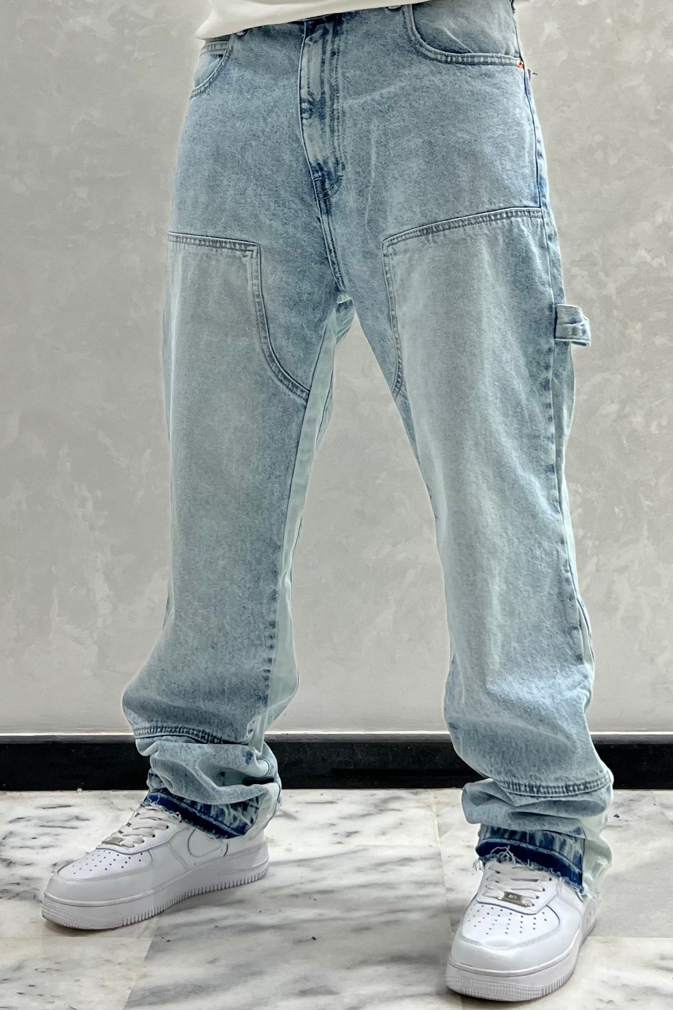 JEANS FLARE BANDE BLANC DELAVE