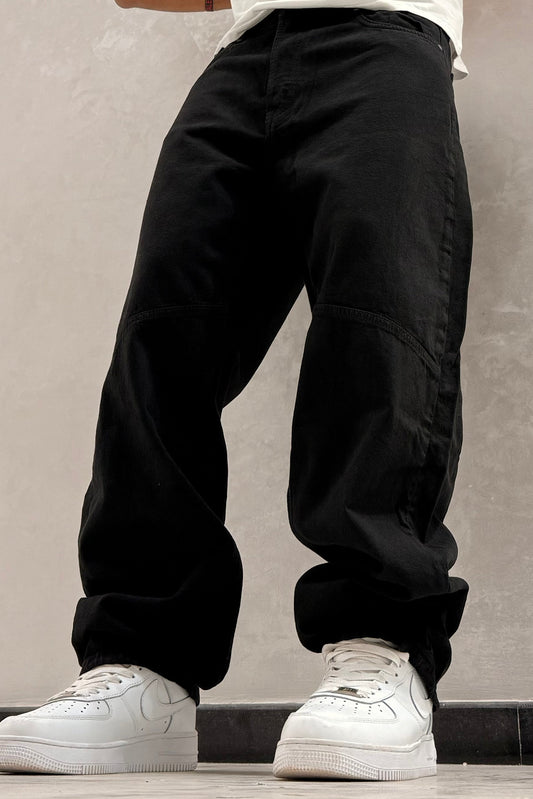 BAGGY JEANS BI DECOUPE BLACK BLACK