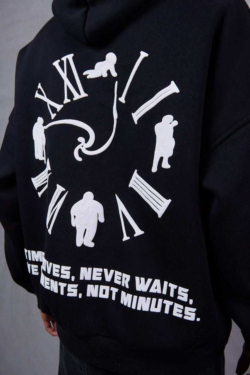 HOODIES TIME MOVES BLACK 2549