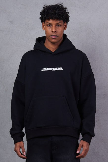 HOODIES TIME MOVES BLACK 2549