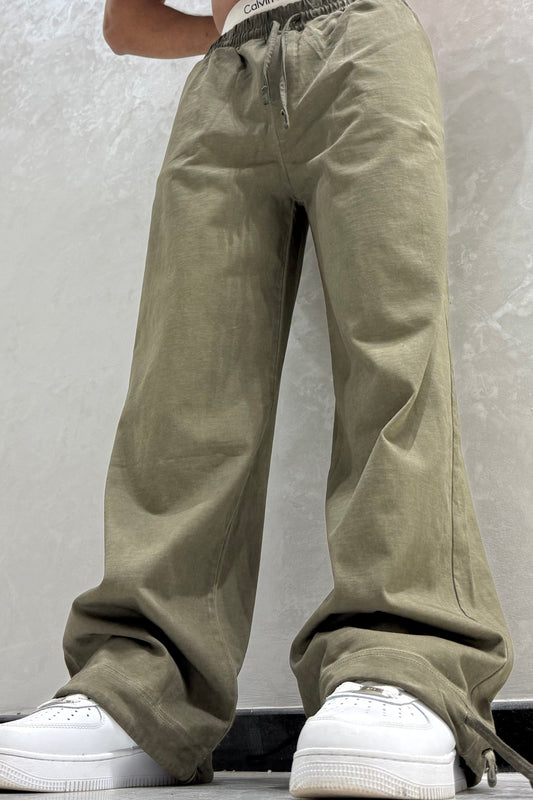 PANTALON WASHED OVERSIZE VERT