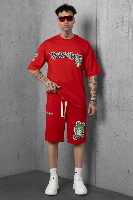 ENSEMBLE OVERSIZE OFF THE SYSTEM ROUGE
