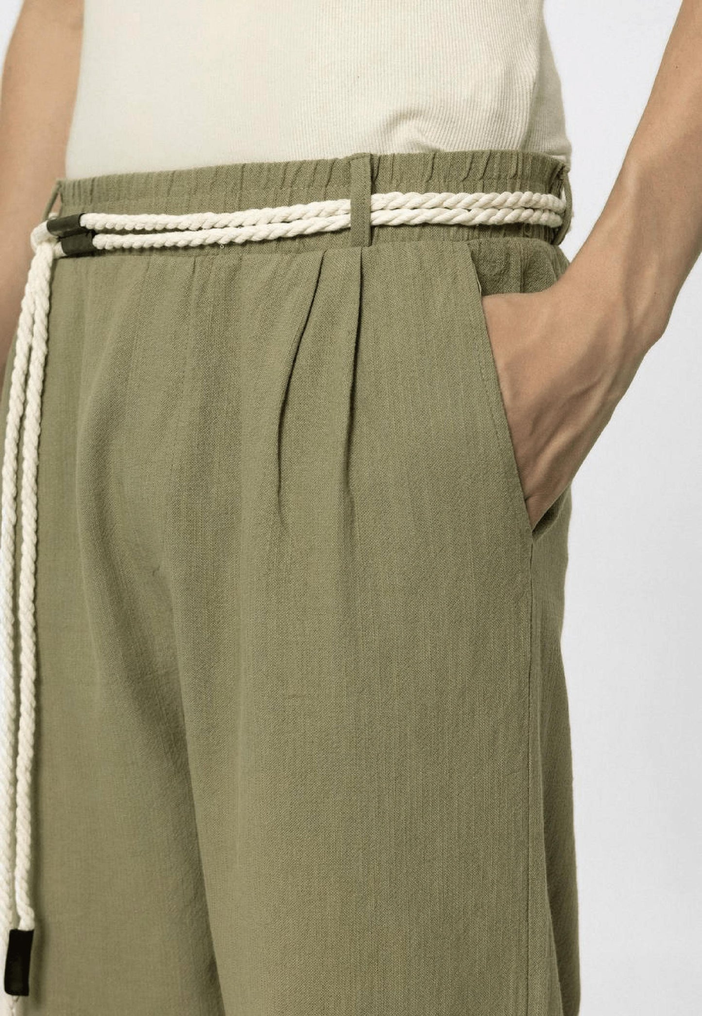 PANTALON LIN OVERSIZE VERT 40-460