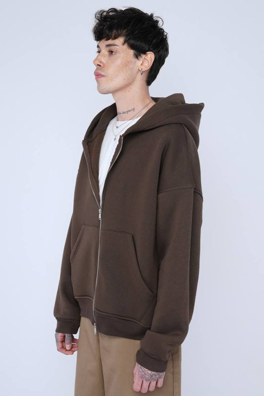 HOODIES ZIP OVERSIZE BROWN