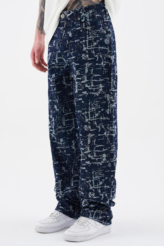 PATTERNED ANDTEXTURED JEAN BLUE M16029