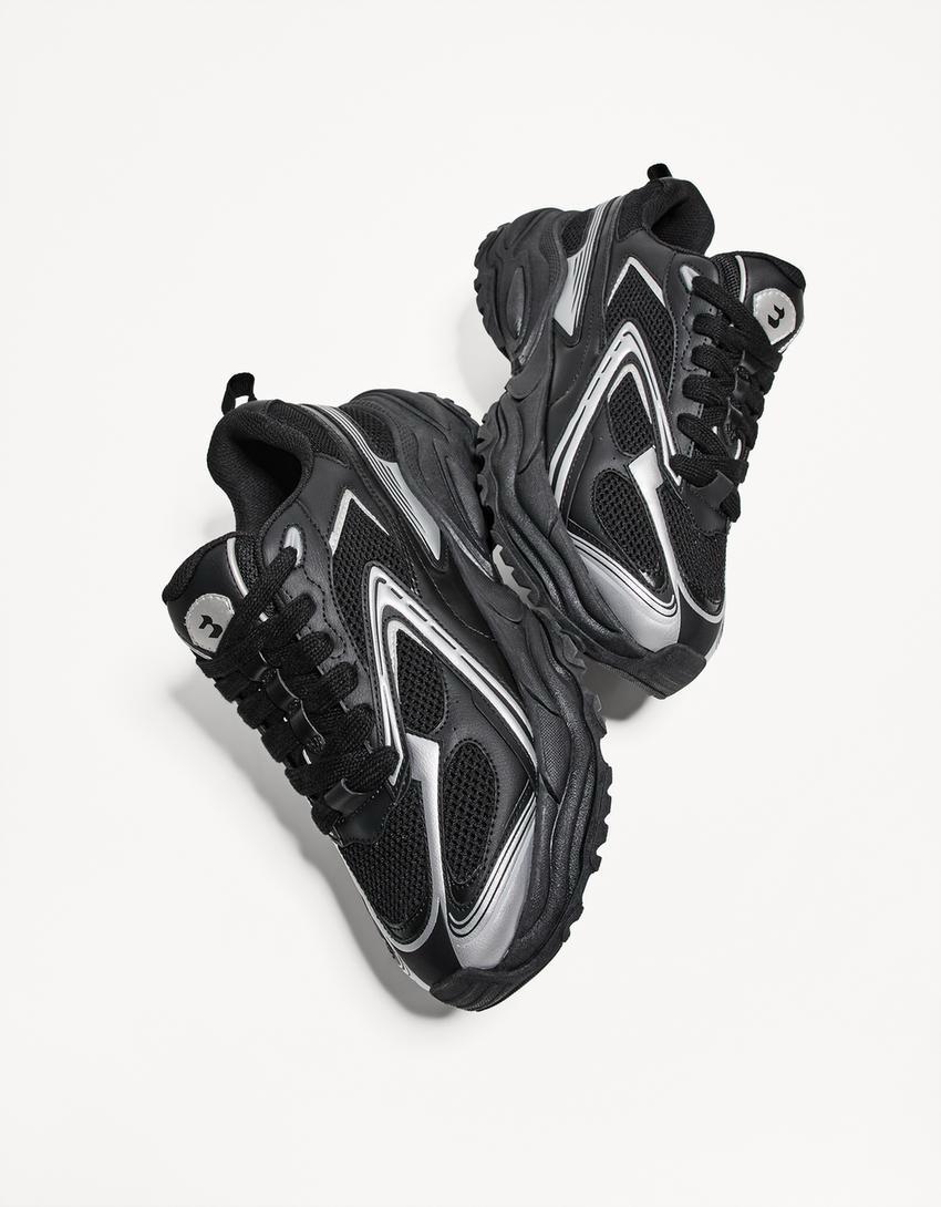 Multi-piece sneakers black BERSHKA