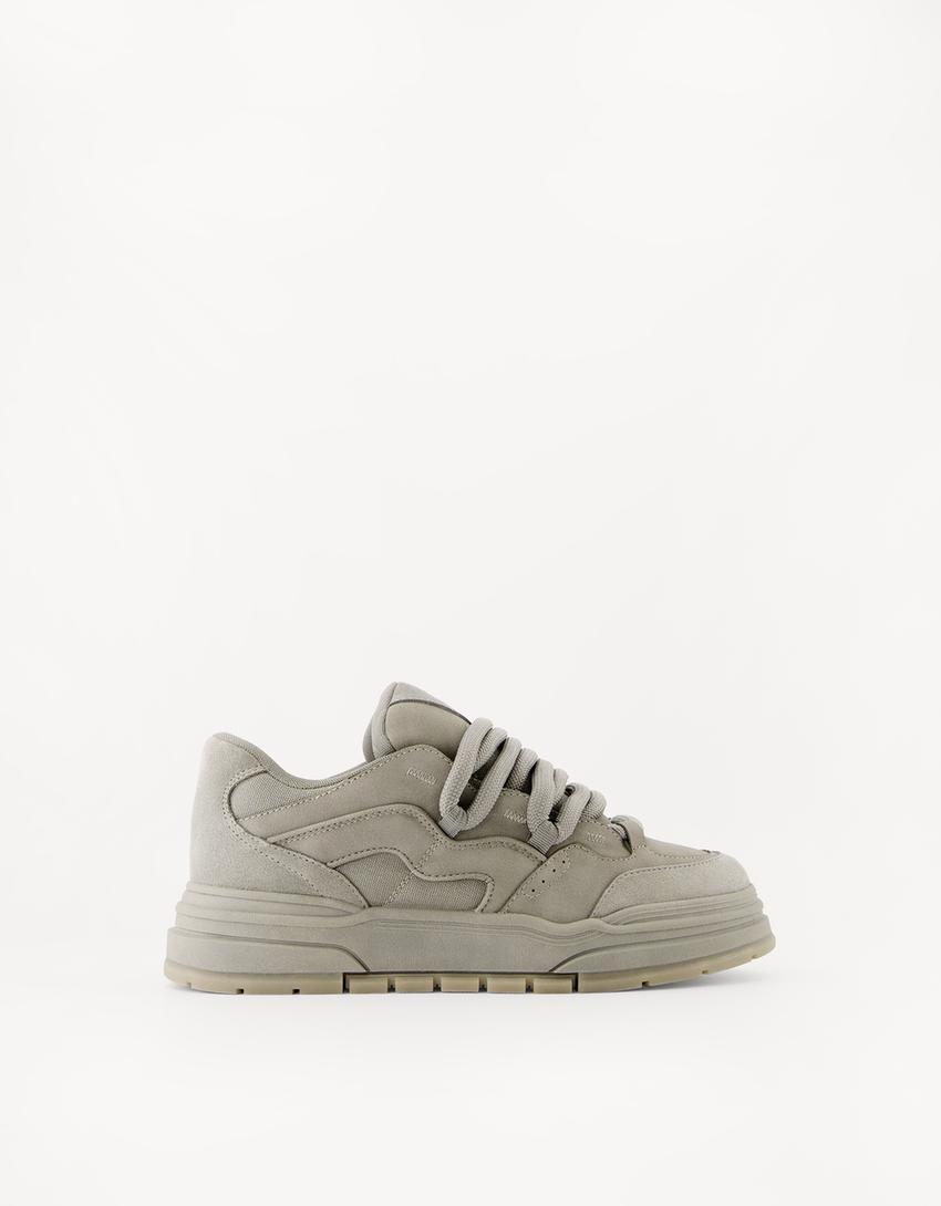 Chunky skater trainers GREY BERSHKA ORIGINAL