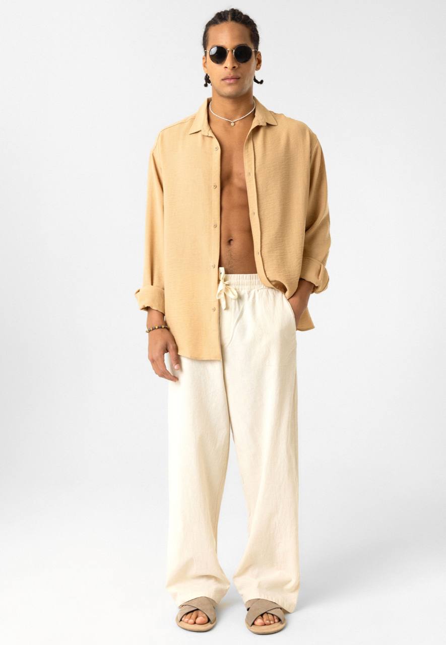 LINEN PANTS MINK VM V80-22 / Y145