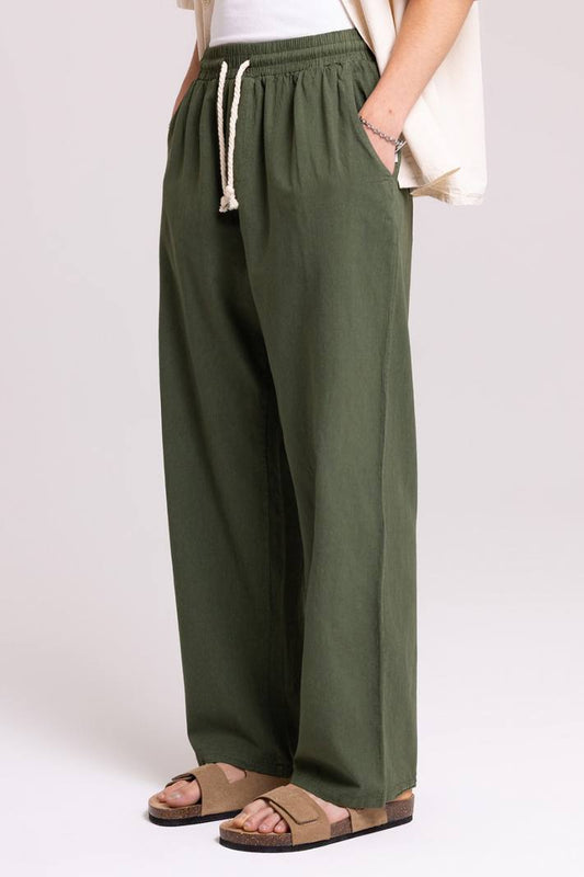 LINEN PANTS GREEN J&J Y145 / V80-22