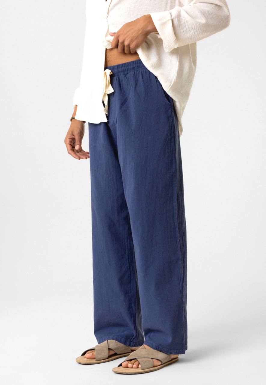 LINEN PANTS DARK BLUE J&J Y145
