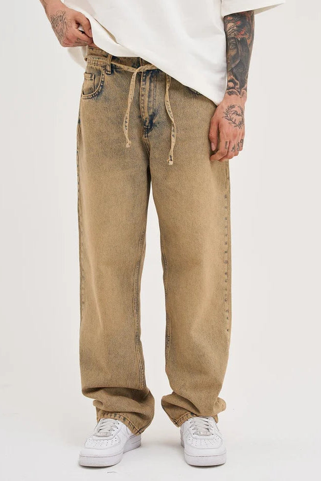 BAGGY DENIM PANTS DARK BEIGE M16042