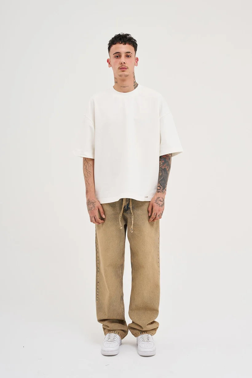 BAGGY DENIM PANTS DARK BEIGE M16042