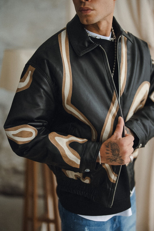 JACKET FAUX LEATHER BLACK 114-K