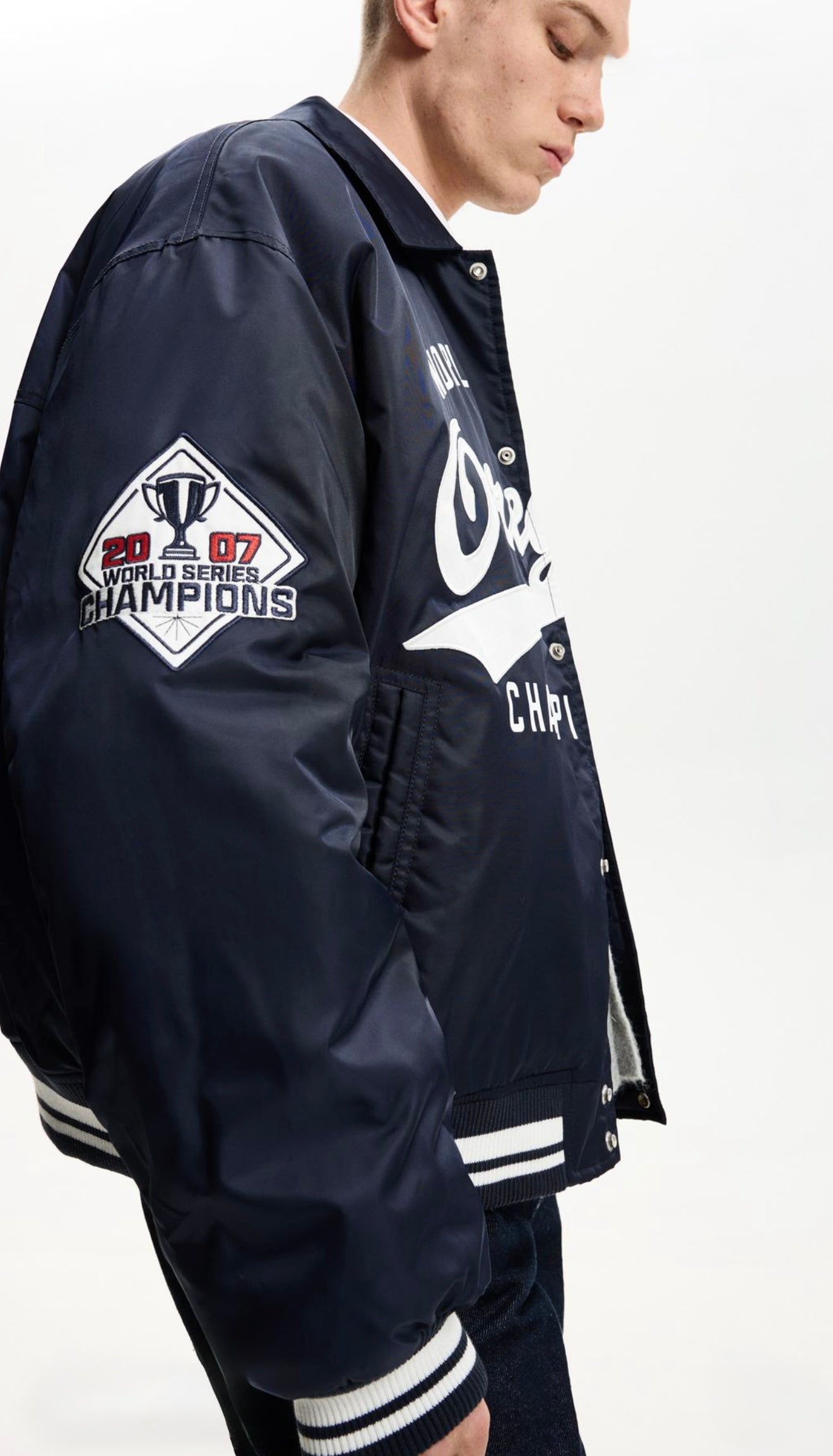 VARSITY BOMBER JACKET BLUE BERSHKA