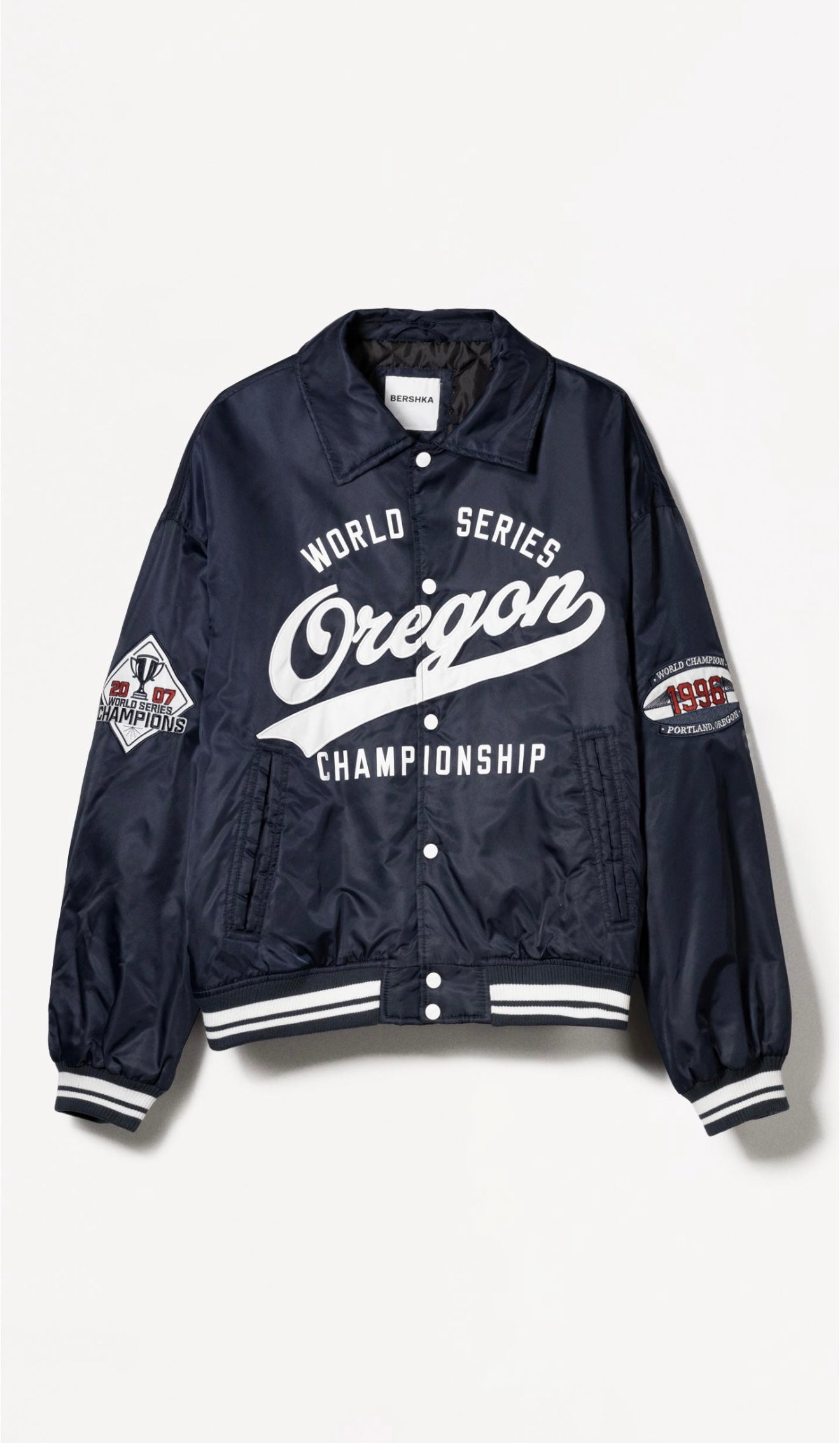 VARSITY BOMBER JACKET BLUE BERSHKA