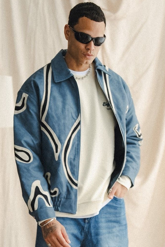 JACKET FAUX LEATHER BLUE 114-K