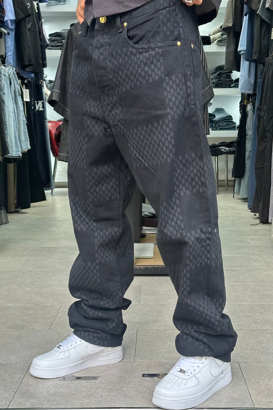 BAGGY JEANS LV CARREAUX LASER NOIR
