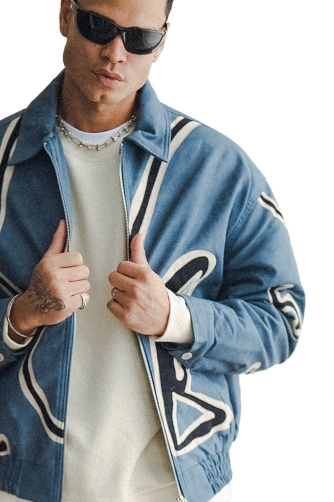 JACKET FAUX LEATHER BLUE 114-K