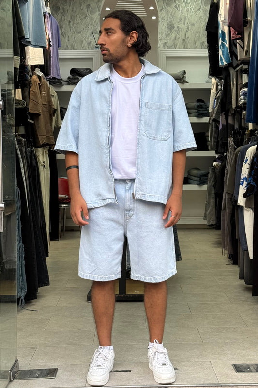 ENSEMBLE JEANS AVEC SHORT DELAVE