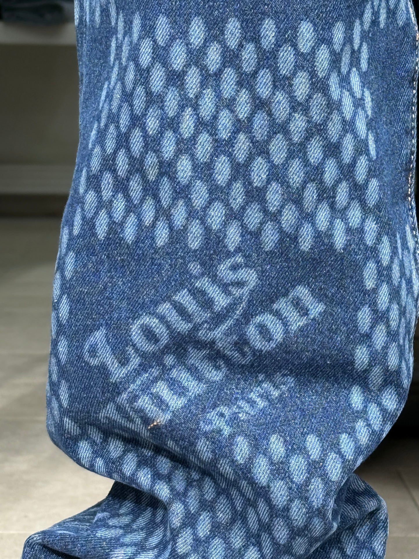 BAGGY JEANS LV LASER CARREAUX BLEU