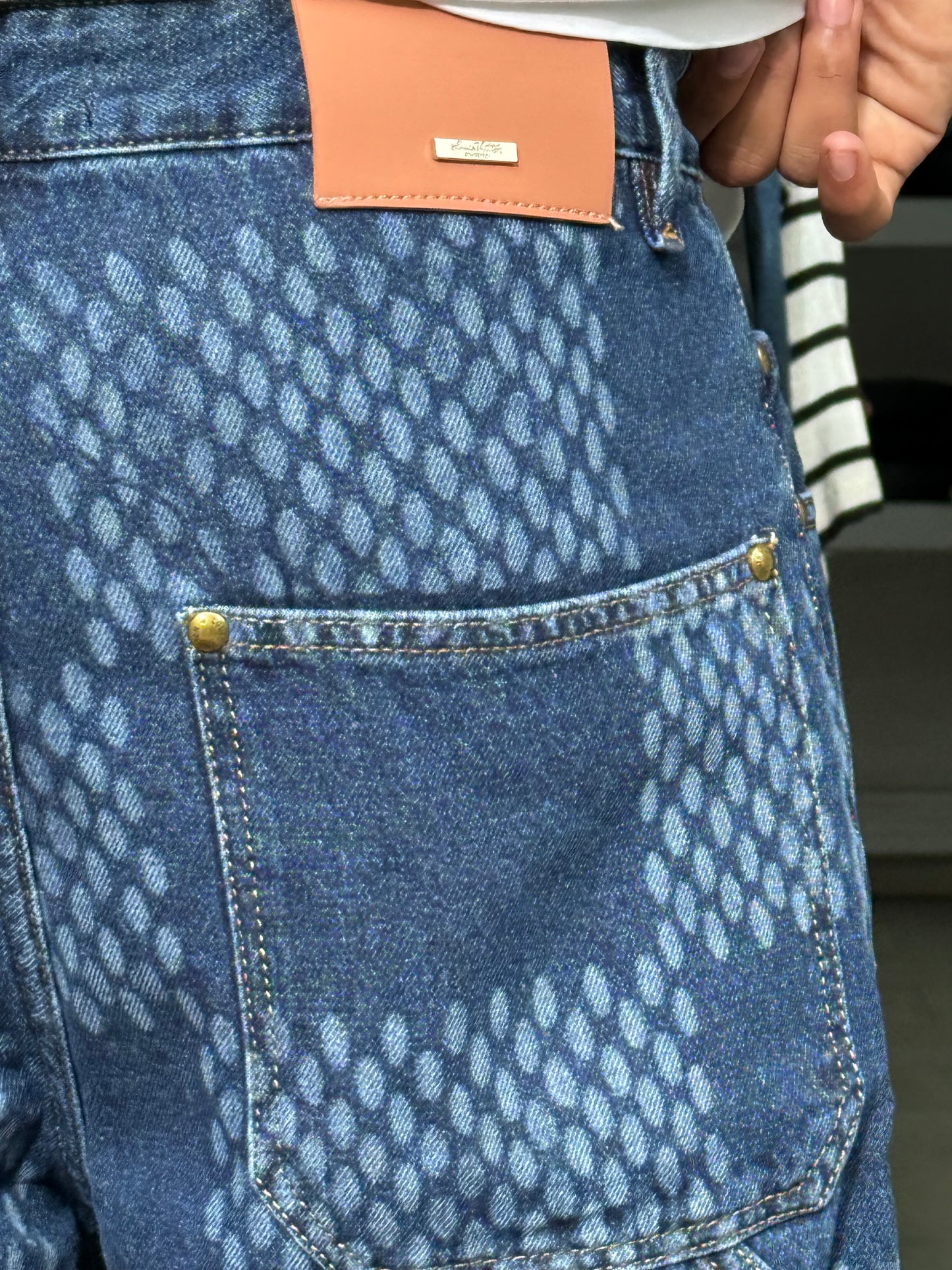 BAGGY JEANS LV LASER CARREAUX BLEU