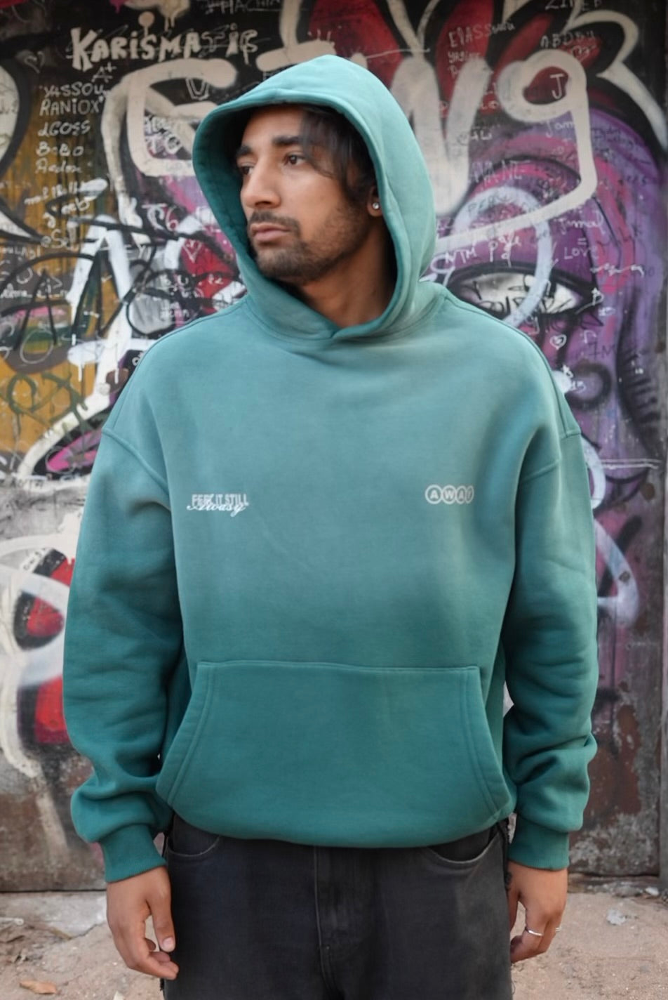 HOODIES FEELINGMAKER WASHED GREEN E71-83