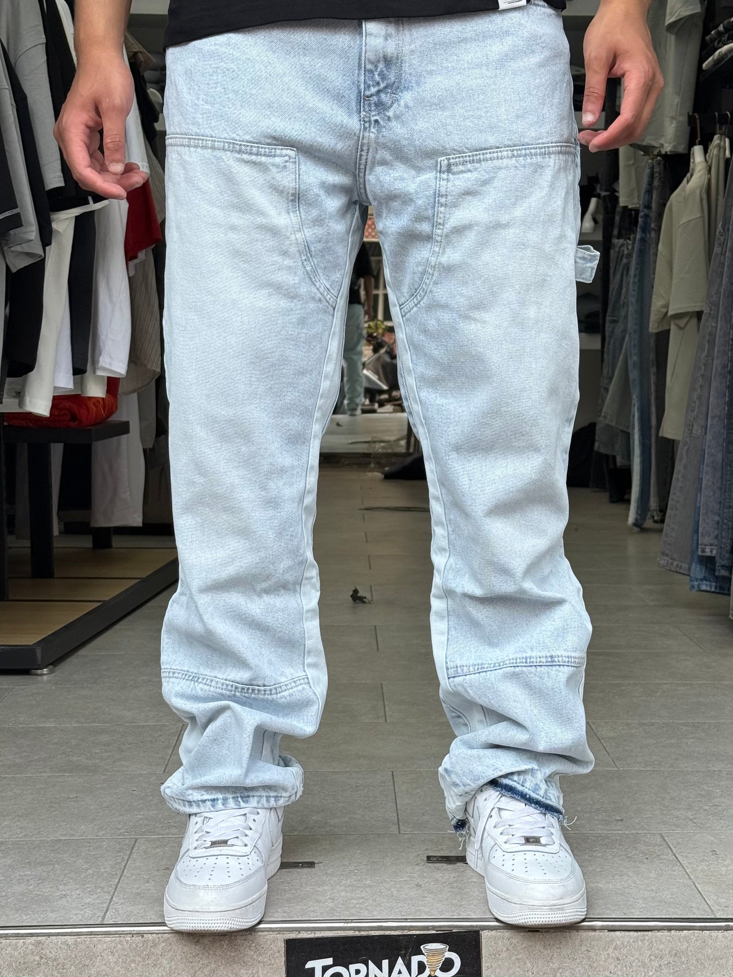 JEANS FLARE BANDE BLANC DELAVE