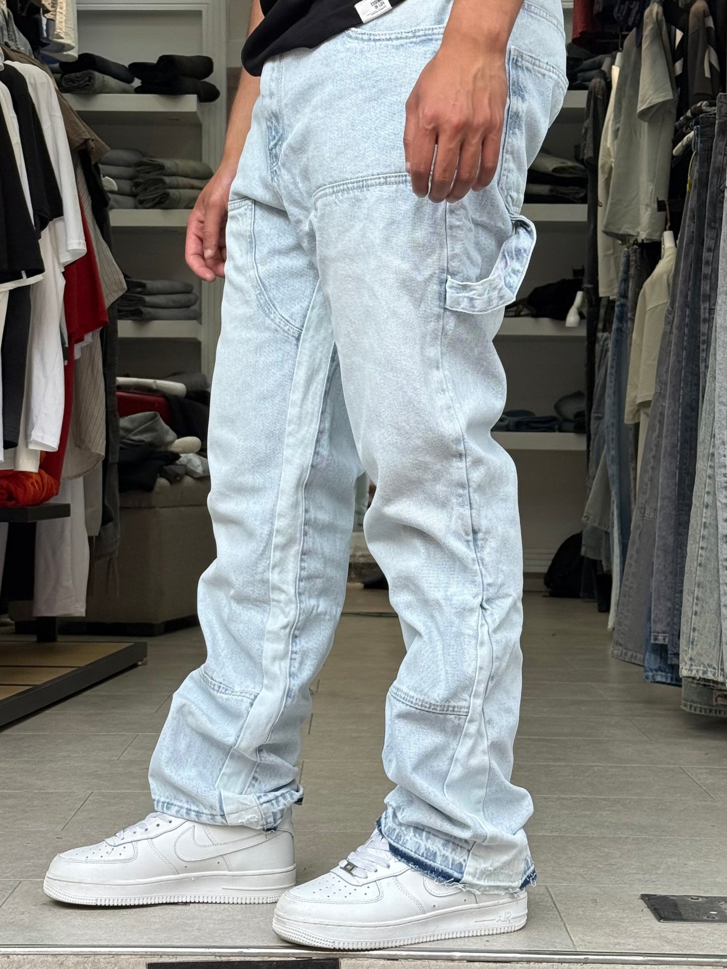 JEANS FLARE BANDE BLANC DELAVE