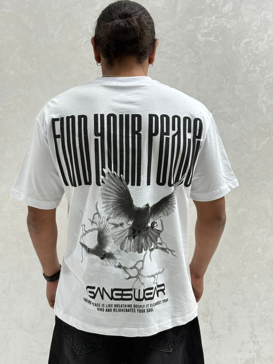 T-SHIRT FIND YOUR PEACE BLANC YG-245