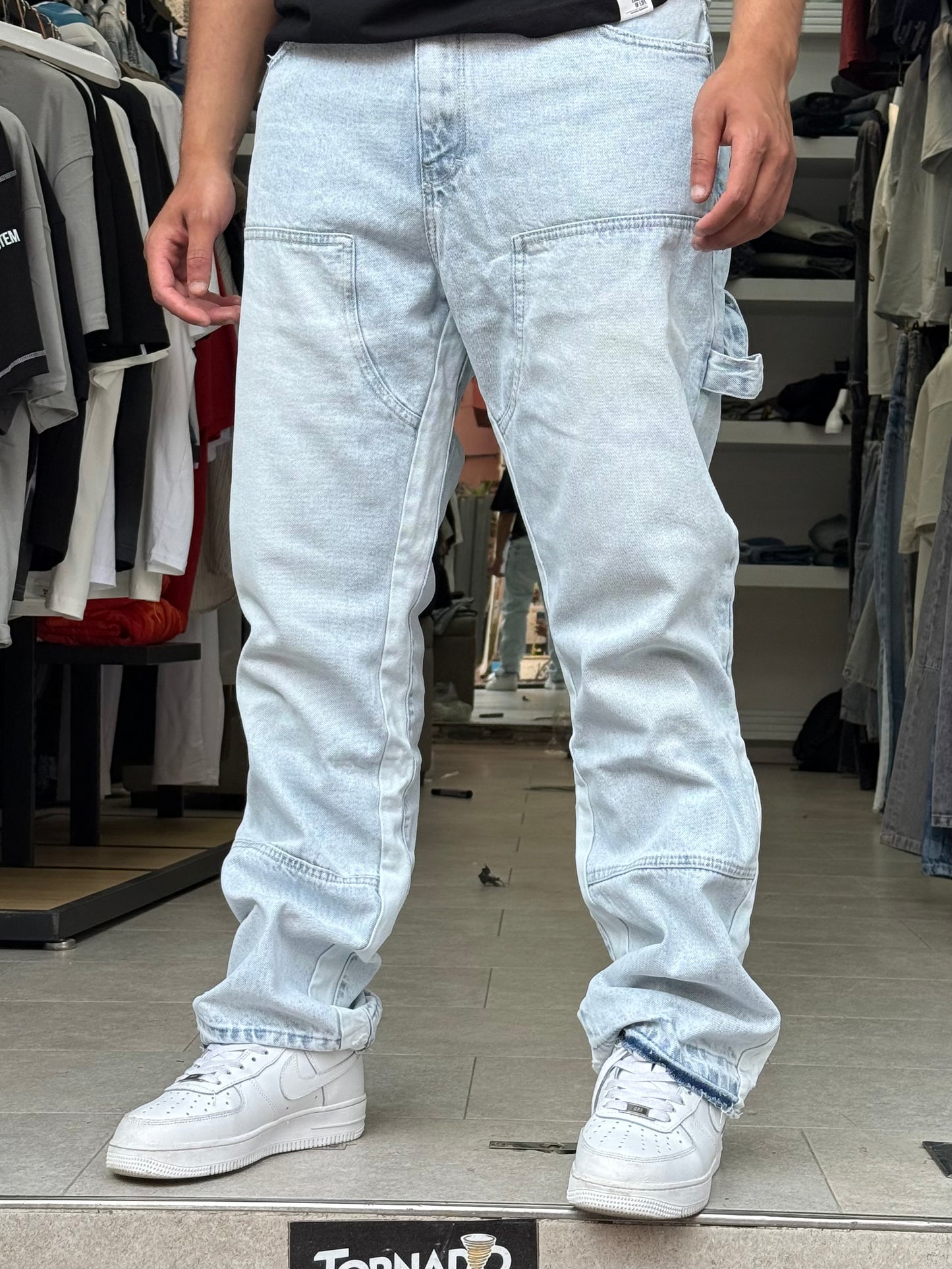JEANS FLARE BANDE BLANC DELAVE