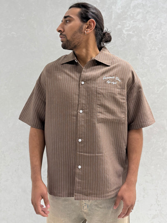 CHEMISE RAYEE LIFE STYLE MARRON (ES) E40-10