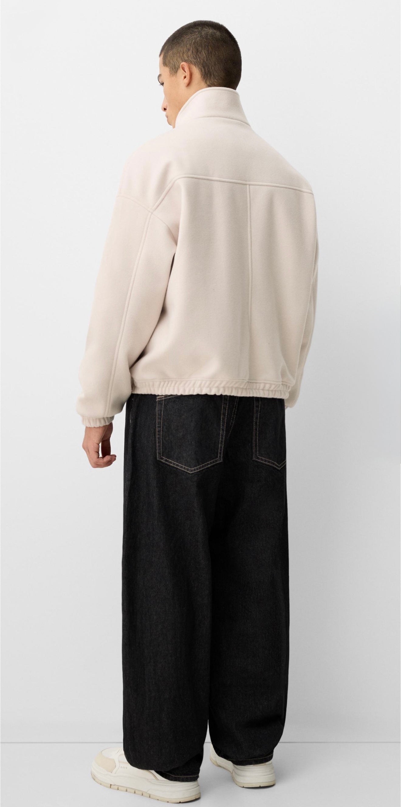 FELT TEXTURE JACKET BEIGE BERSHKA