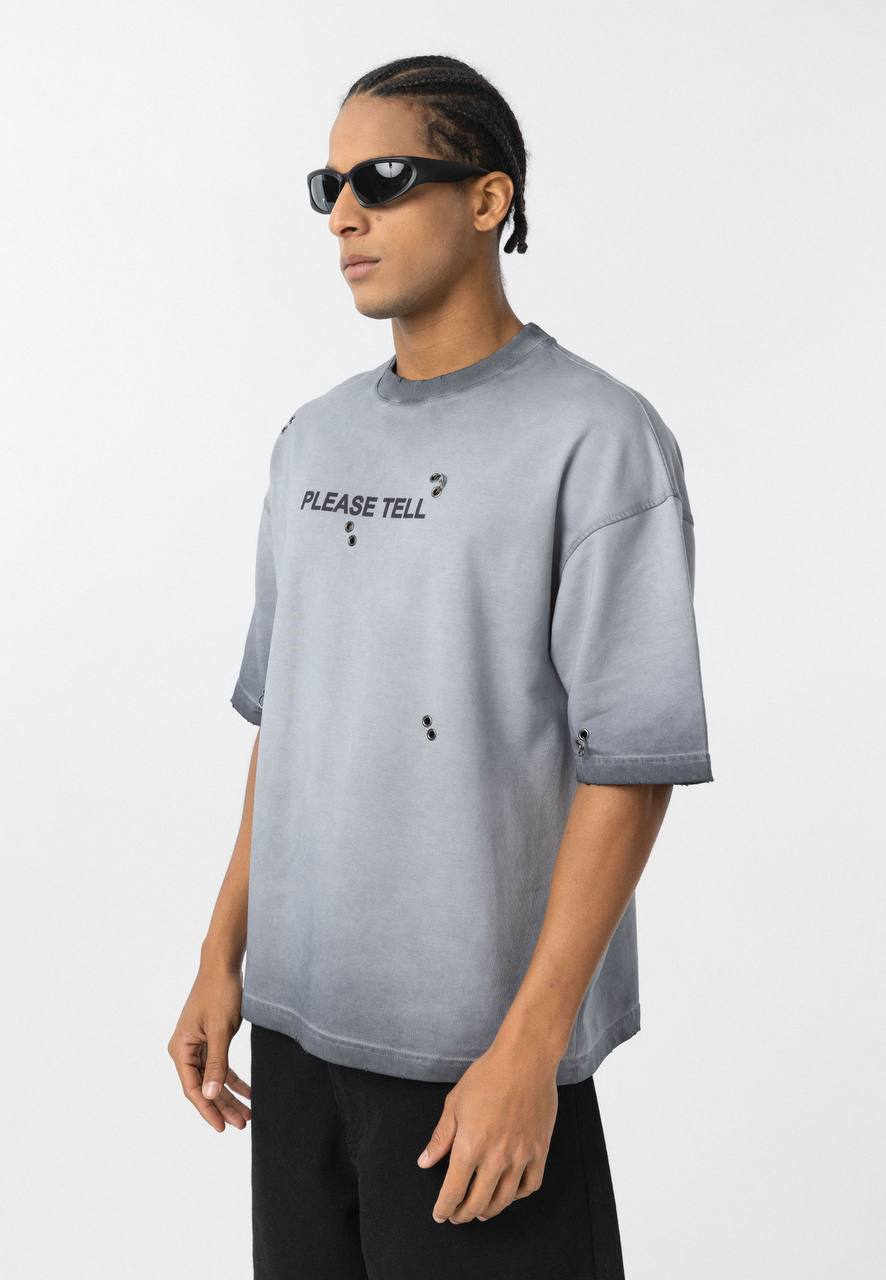 T-SHIRT PLEASE TELL GRIS