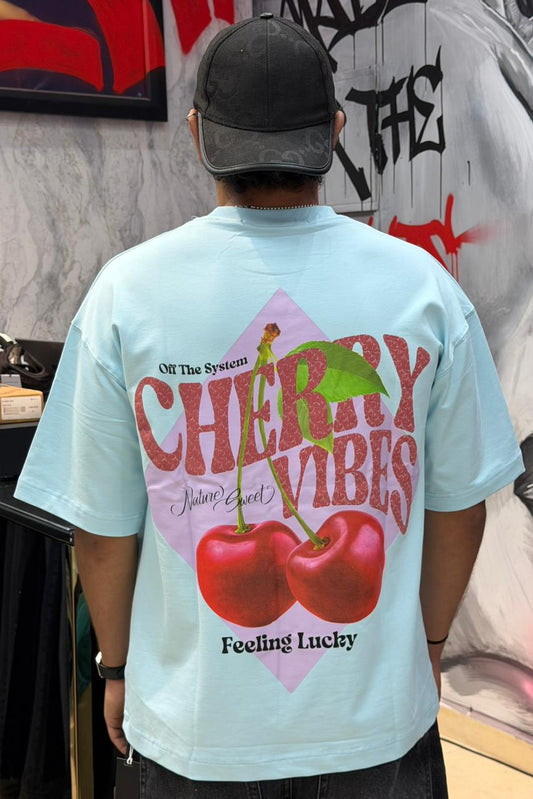 T-SHIRT CHERRY VIBES BABY BLUE