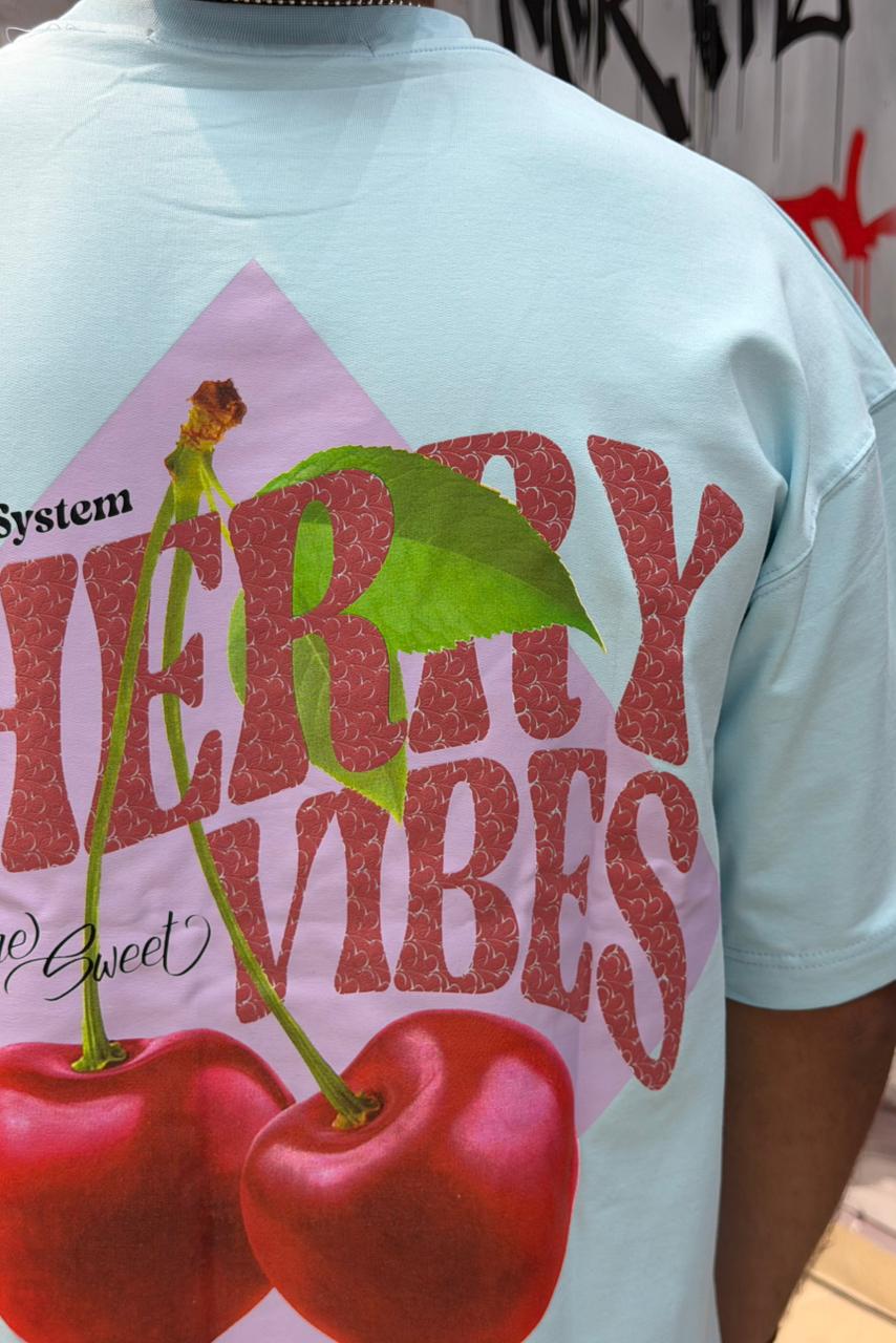 T-SHIRT CHERRY VIBES BABY BLUE
