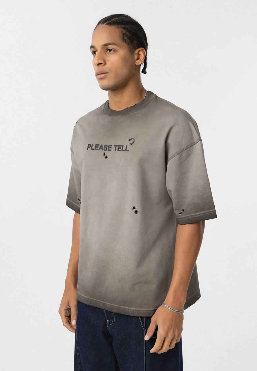 T-SHIRT PLEASE TELL BROWN