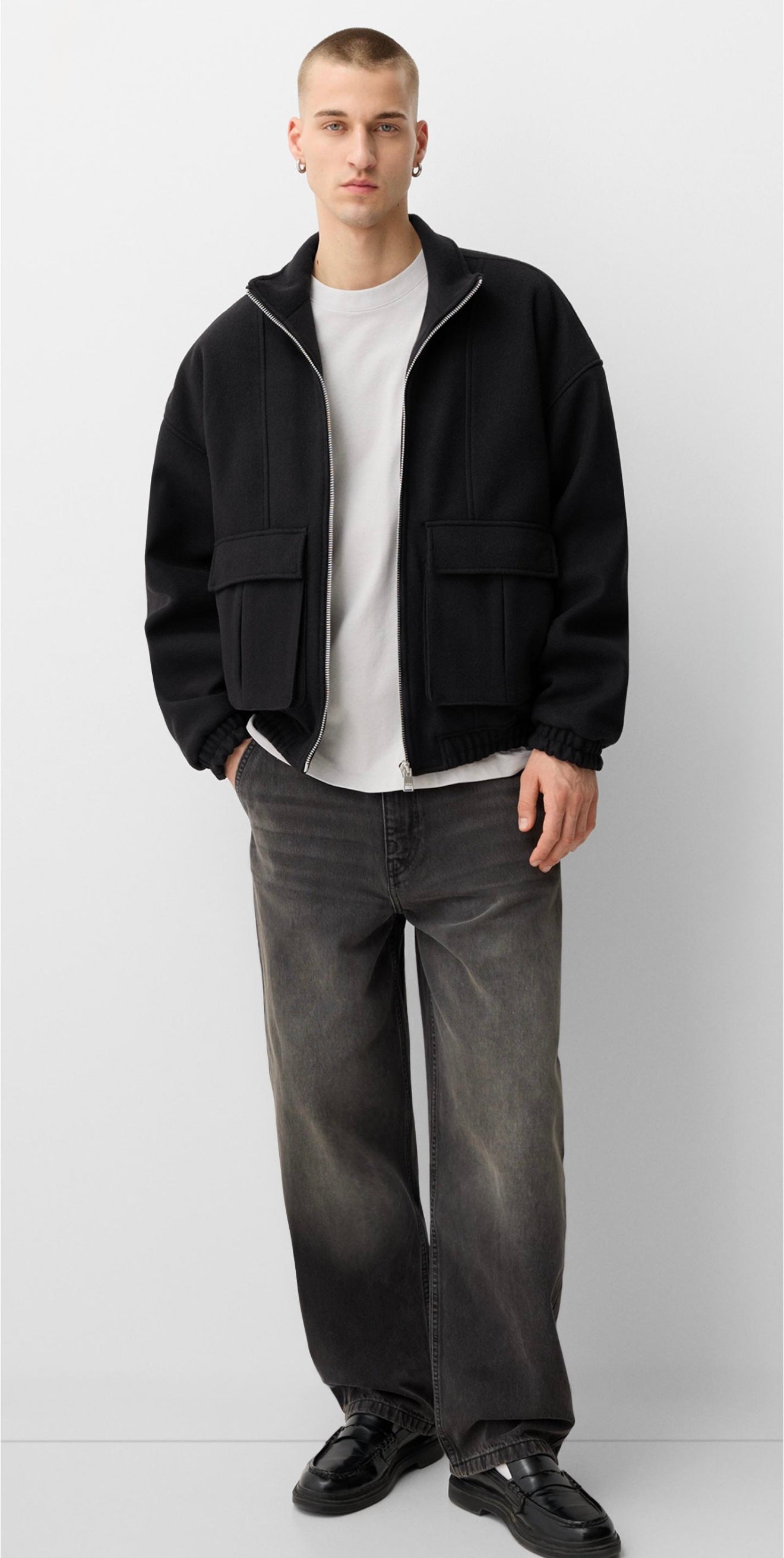 FELT TEXTURE JACKET BLACK BERSHKA