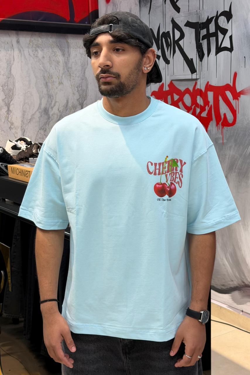 T-SHIRT CHERRY VIBES BABY BLUE