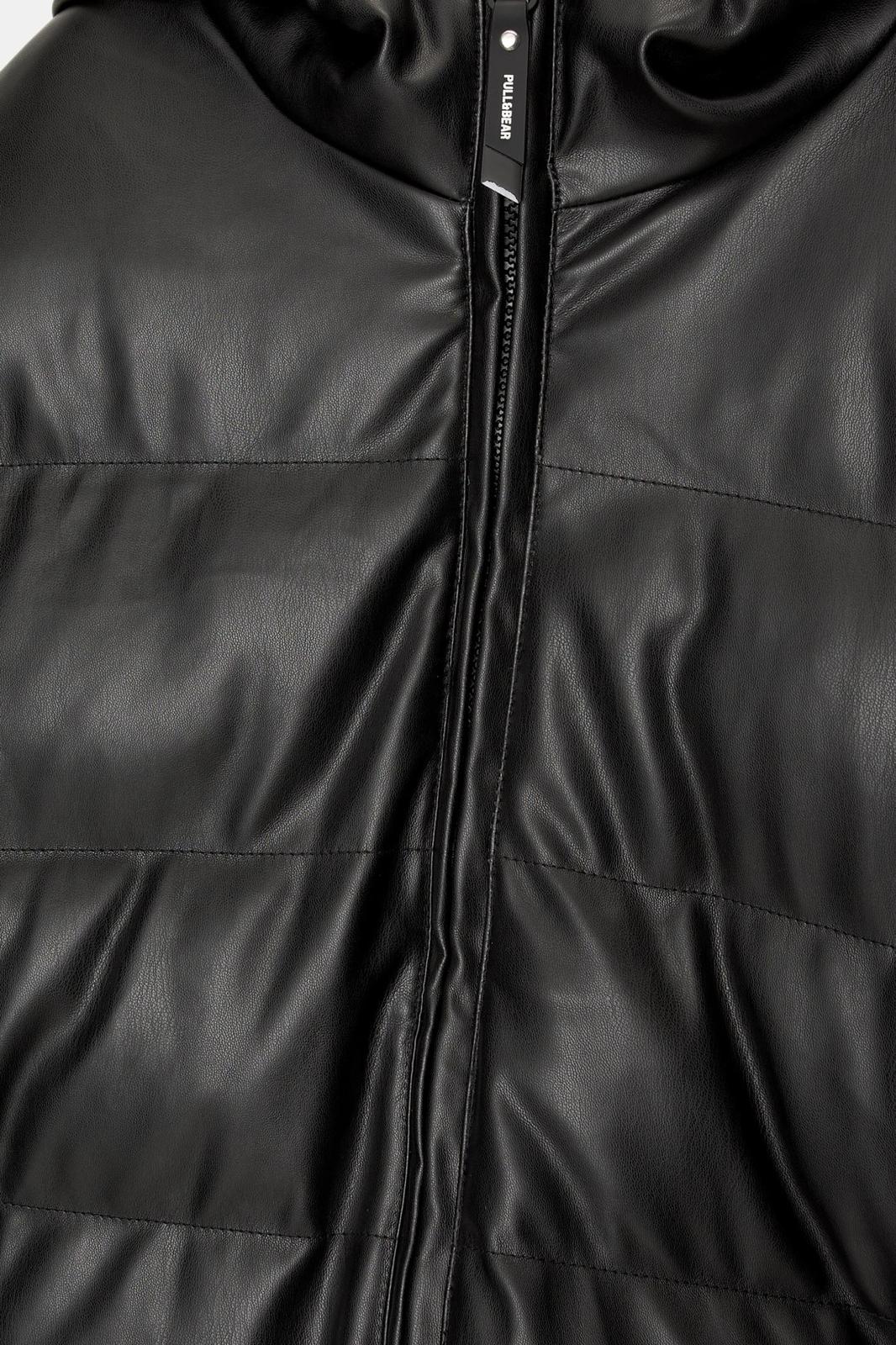 FAUX LEATHER PUFER JACKET STWD P&B